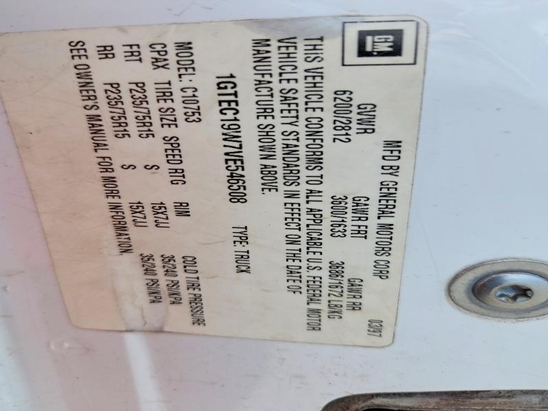 68209896 :رقم المزاد ، 1GTEC19W7VE546508 vin ، 1997 Gmc Sierra مزاد بيع