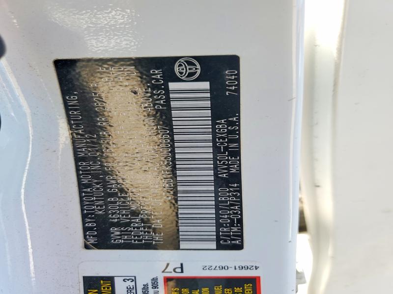 2012 Toyota Camry Hybrid მანქანა იყიდება აუქციონზე, vin: 4T1BD1FK5CU006607, აუქციონის ნომერი: 68632216