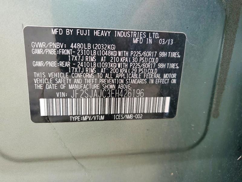 Продаж на аукціоні авто 2014 Subaru Forester, vin: JF2SJAJC3EH426196, номер лоту: 69491076