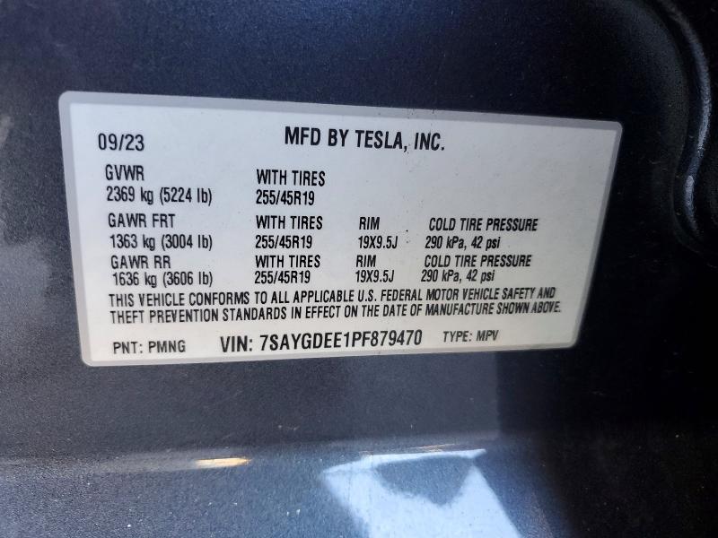 2023 Tesla Model Y მანქანა იყიდება აუქციონზე, vin: 7SAYGDEE1PF879470, აუქციონის ნომერი: 71185516