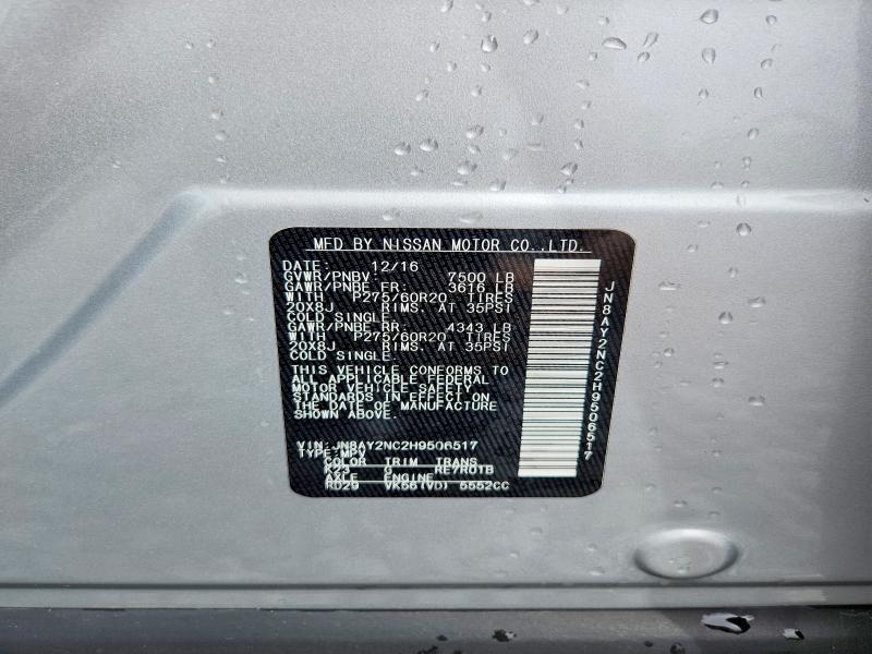 Продажа на аукционе авто 2017 Nissan Armada, vin: JN8AY2NC2H9506517, номер лота: 67979416