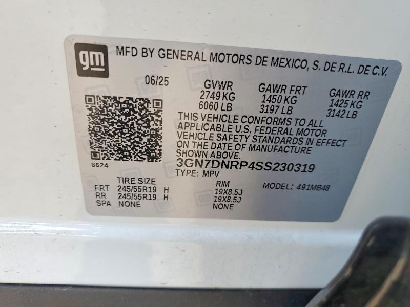 70094856 :رقم المزاد ، 3GN7DNRP4SS230319 vin ، 2025 Chevrolet Equinox مزاد بيع