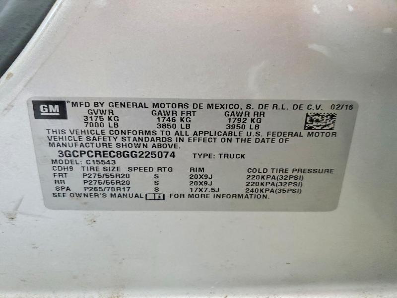 Продаж на аукціоні авто 2016 Chevrolet Silverado, vin: 3GCPCREC8GG225074, номер лоту: 67972226