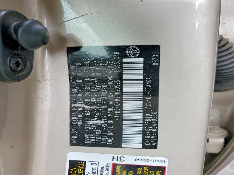 71300946 :رقم المزاد ، 4T4BE46K89R090595 vin ، 2009 Toyota Camry مزاد بيع