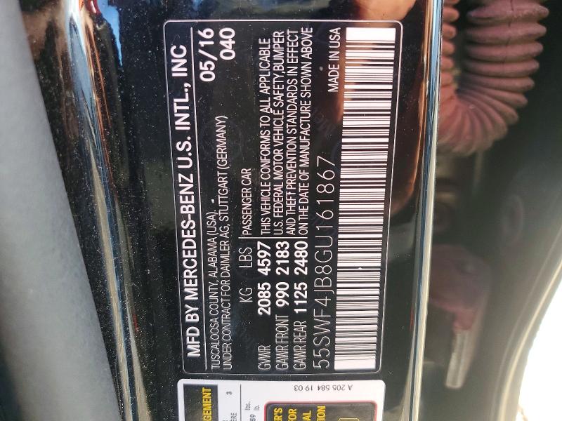 2016 Mercedes-benz C მანქანა იყიდება აუქციონზე, vin: 55SWF4JB8GU161867, აუქციონის ნომერი: 69018386
