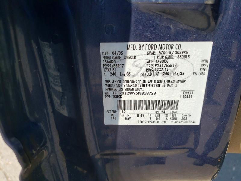 Aukcja sprzedaży 2005 Ford F150, vin: 1FTRX12W95NB58728, numer aukcji: 69441506