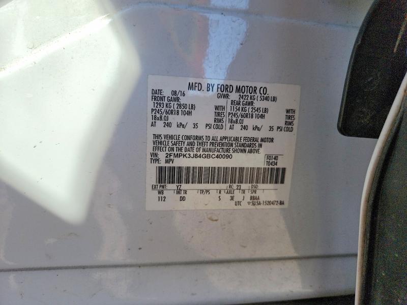 Auction sale of the 2016 Ford Edge, vin: 2FMPK3J84GBC40090, lot number: 69857086