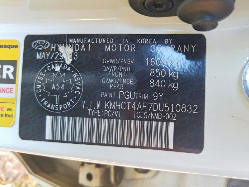 2013 Hyundai Accent მანქანა იყიდება აუქციონზე, vin: KMHCT4AE7DU510832, აუქციონის ნომერი: 67333166