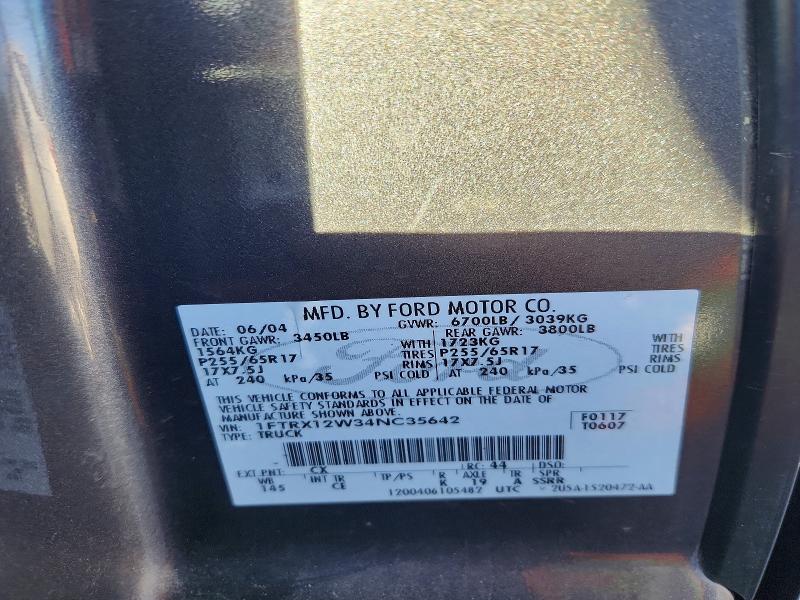 Продажа на аукционе авто 2004 Ford F150, vin: 1FTRX12W34NC35642, номер лота: 70325936