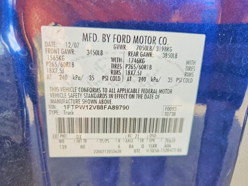 Продаж на аукціоні авто 2008 Ford F150, vin: 1FTPW12V88FA89790, номер лоту: 69815726
