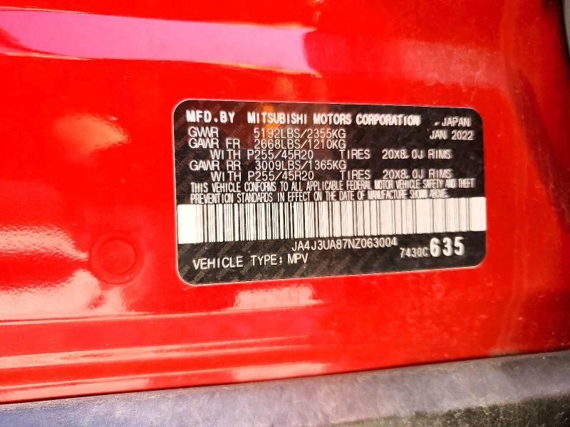 Продажа на аукционе авто 2022 Mitsubishi Outlander, vin: JA4J3UA87NZ063004, номер лота: 66801076