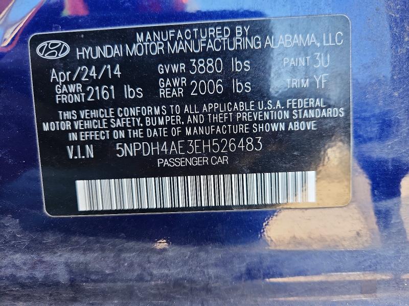 2014 Hyundai Elantra მანქანა იყიდება აუქციონზე, vin: 5NPDH4AE3EH526483, აუქციონის ნომერი: 67456896