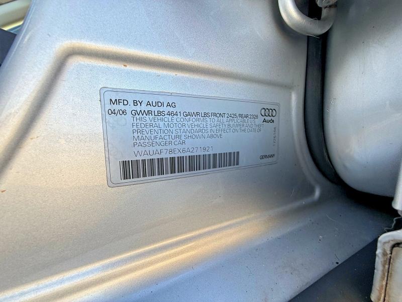 68879846 :رقم المزاد ، WAUAF78EX6A271921 vin ، 2006 Audi A4 مزاد بيع