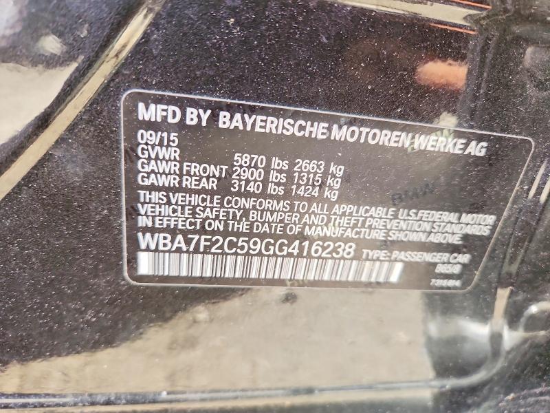 Продажа на аукционе авто 2016 Bmw 750, vin: WBA7F2C59GG416238, номер лота: 68969656