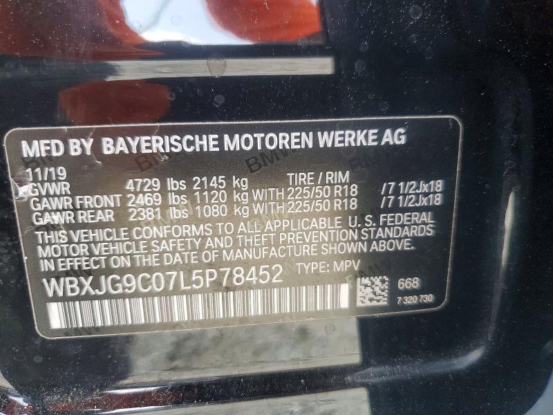 Aukcja sprzedaży 2020 Bmw X1, vin: WBXJG9C07L5P78452, numer aukcji: 67512486
