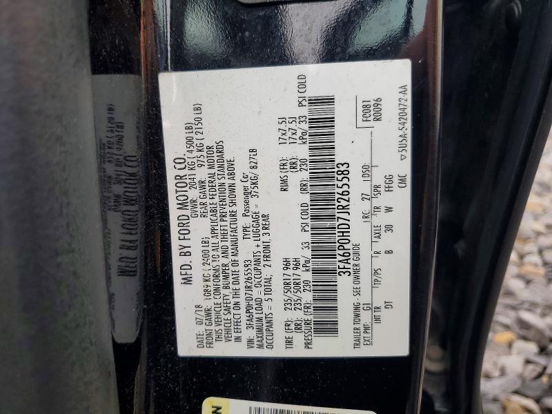 Продажа на аукционе авто 2018 Ford Fusion, vin: 3FA6P0HD7JR265583, номер лота: 70002536