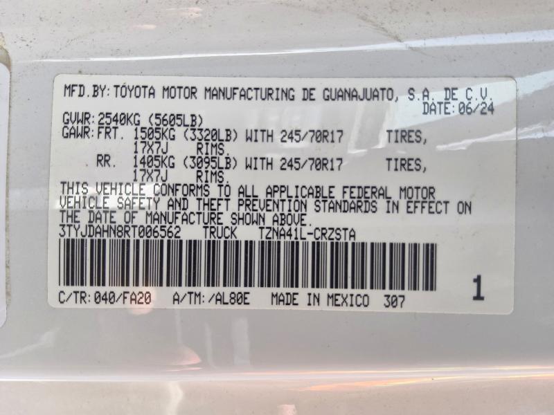 Aukcja sprzedaży 2024 Toyota Tacoma, vin: 3TYJDAHN8RT006562, numer aukcji: 67093966