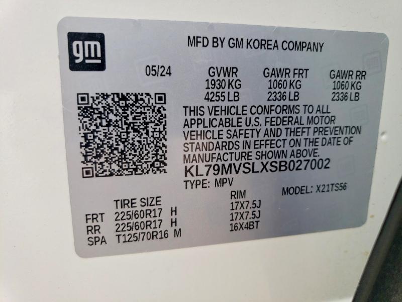 70535756 :رقم المزاد ، KL79MVSLXSB027002 vin ، 2025 Chevrolet Trailblazer مزاد بيع