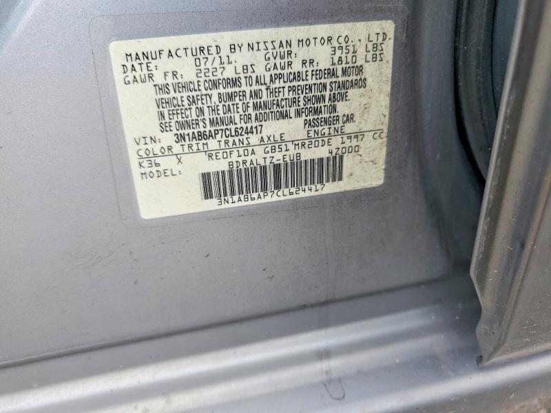 67527696 :رقم المزاد ، 3N1AB6AP7CL624417 vin ، 2012 Nissan Sentra مزاد بيع