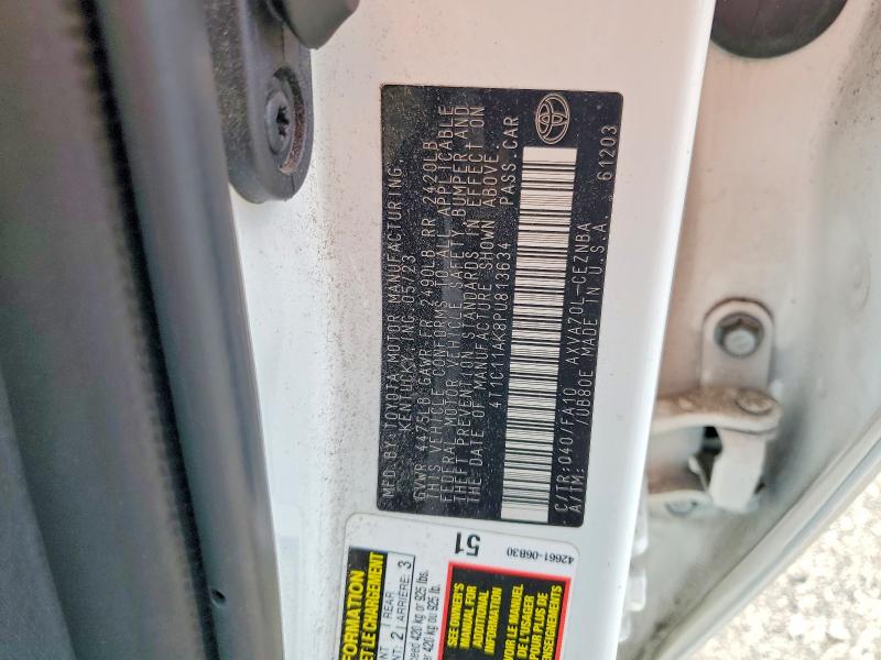 2023 Toyota Camry მანქანა იყიდება აუქციონზე, vin: 4T1C11AK8PU813634, აუქციონის ნომერი: 69020106