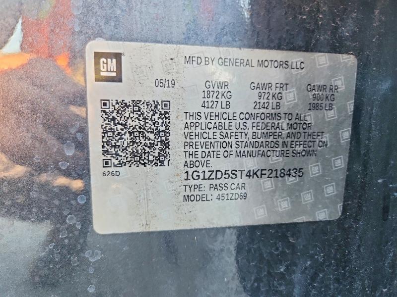 Aukcja sprzedaży 2019 Chevrolet Malibu, vin: 1G1ZD5ST4KF218435, numer aukcji: 69174666