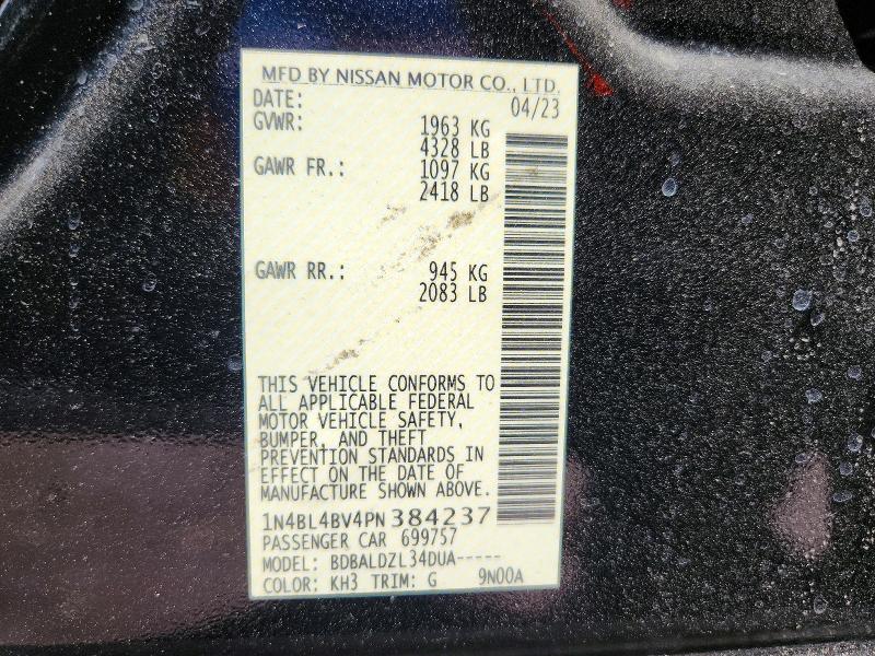 Aukcja sprzedaży 2023 Nissan Altima, vin: 1N4BL4BV4PN384237, numer aukcji: 68591846