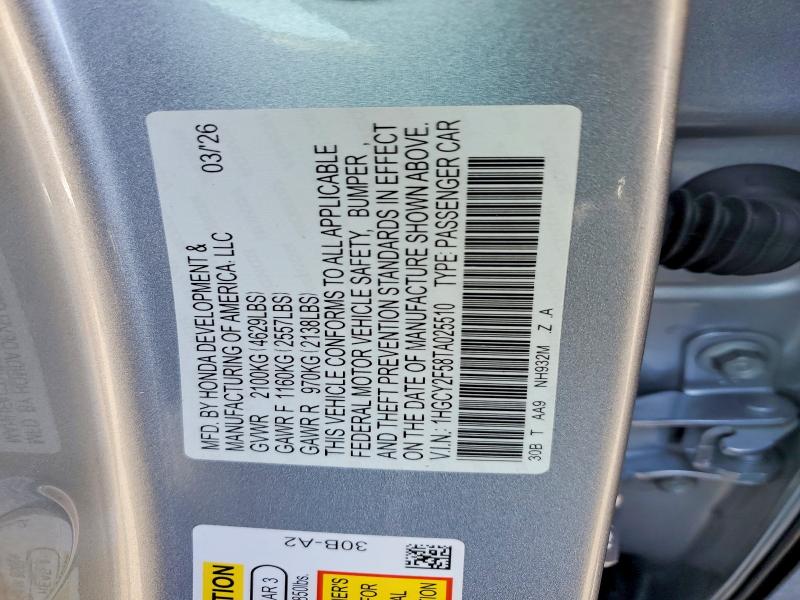70169766 :رقم المزاد ، 1HGCY2F58TA025510 vin ، 2026 Honda Accord مزاد بيع