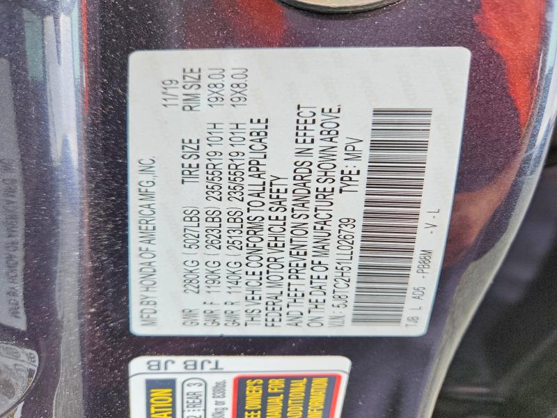 67750606 :رقم المزاد ، 5J8TC2H51LL026739 vin ، 2020 Acura Rdx مزاد بيع