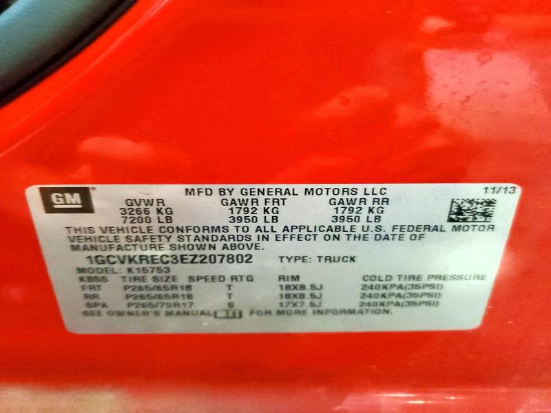 71001806 :رقم المزاد ، 1GCVKREC3EZ207802 vin ، 2014 Chevrolet Silverado مزاد بيع