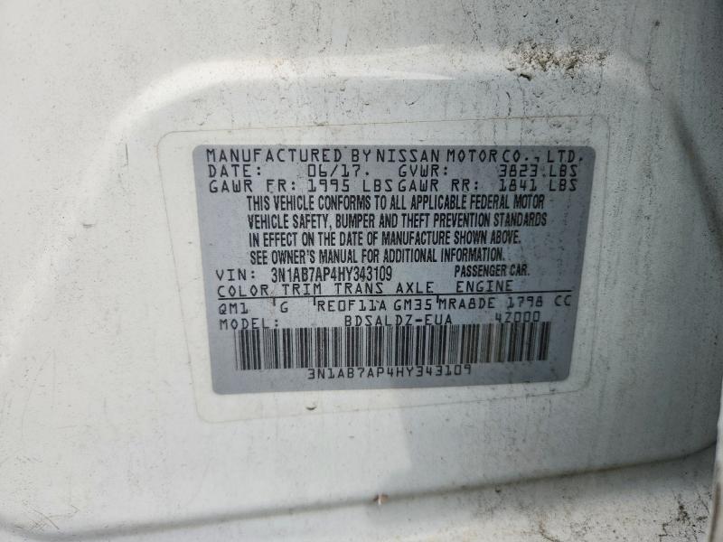 Aukcja sprzedaży 2017 Nissan Sentra, vin: 3N1AB7AP4HY343109, numer aukcji: 70441906
