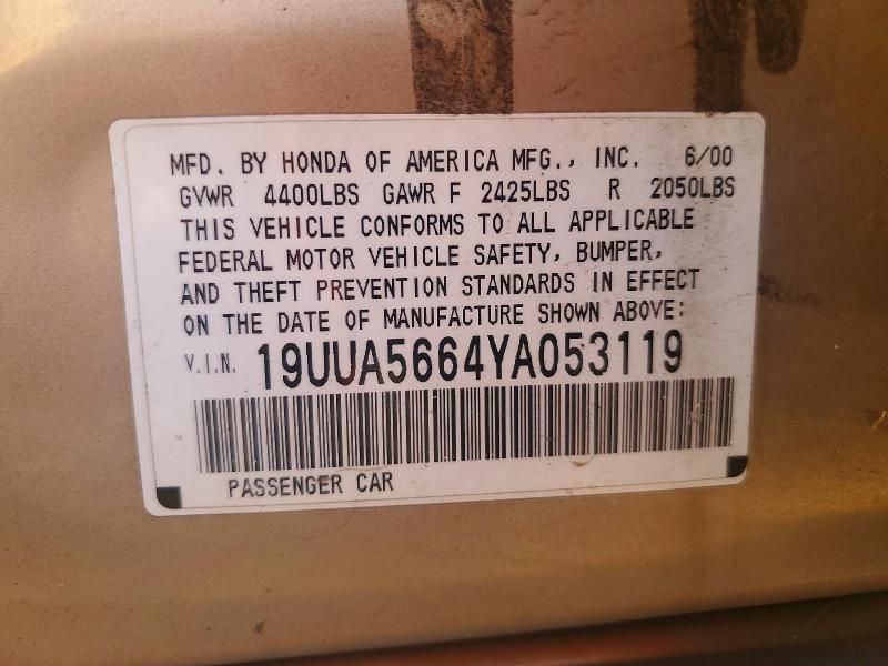 Aukcja sprzedaży 2000 Acura 3.2tl, vin: 19UUA5664YA053119, numer aukcji: 69284866