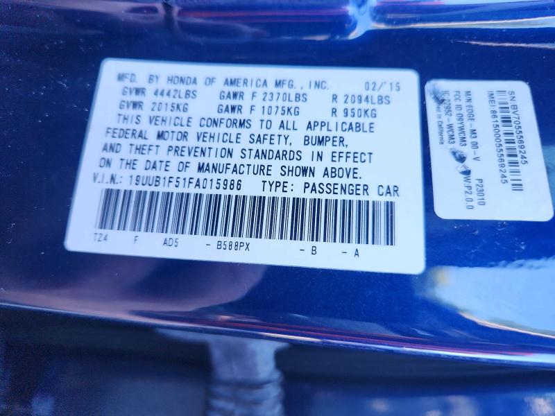 2015 Acura Tlx მანქანა იყიდება აუქციონზე, vin: 19UUB1F51FA015986, აუქციონის ნომერი: 68206966