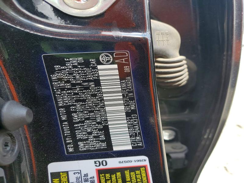 67290836 :رقم المزاد ، 2T1BURHE7KC138533 vin ، 2019 Toyota Corolla مزاد بيع