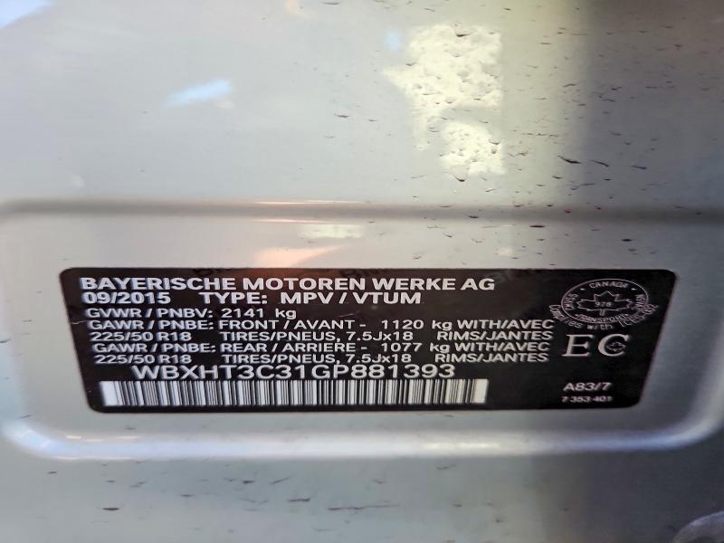 2016 Bmw X1 მანქანა იყიდება აუქციონზე, vin: WBXHT3C31GP881393, აუქციონის ნომერი: 69058096