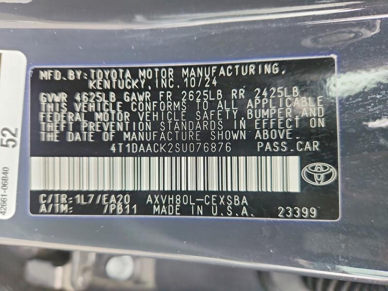 Продаж на аукціоні авто 2025 Toyota Camry, vin: 4T1DAACK2SU076876, номер лоту: 70817156