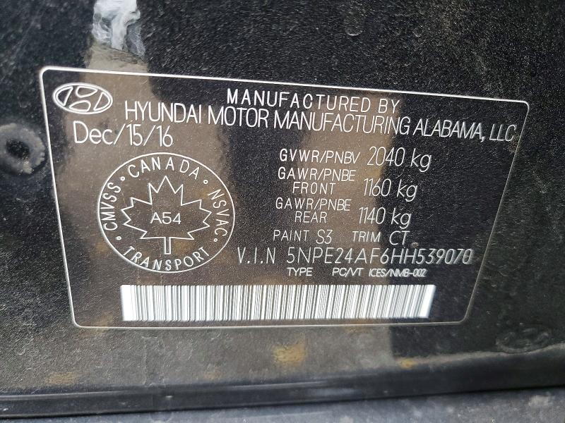 Aukcja sprzedaży 2017 Hyundai Sonata, vin: 5NPE24AF6HH539070, numer aukcji: 70968206