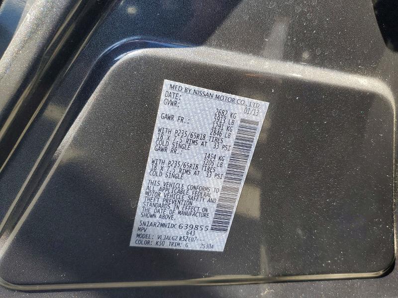 Продаж на аукціоні авто 2013 Nissan Pathfinder, vin: 5N1AR2MN1DC639855, номер лоту: 69231596