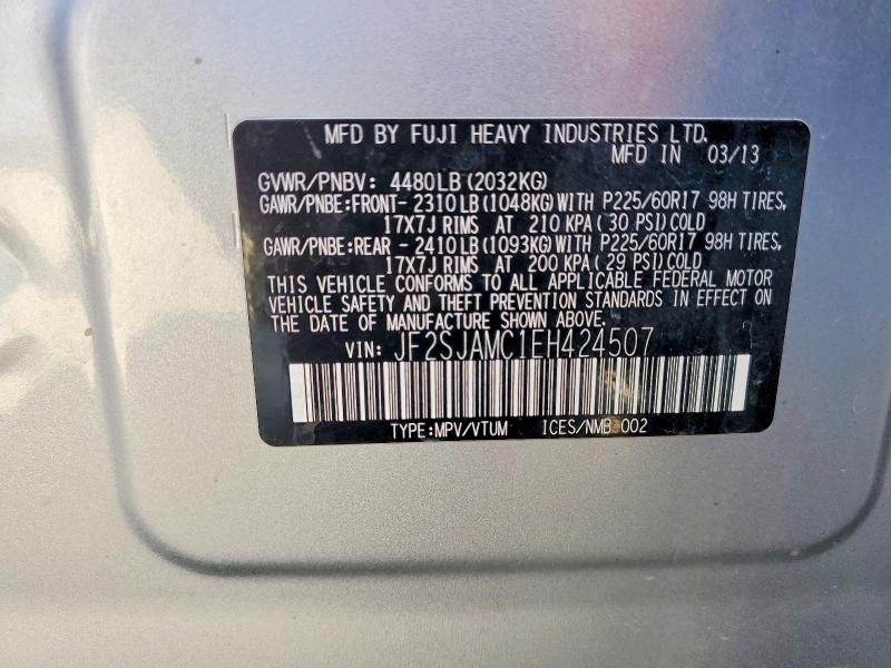 Aukcja sprzedaży 2014 Subaru Forester, vin: JF2SJAMC1EH424507, numer aukcji: 68690196