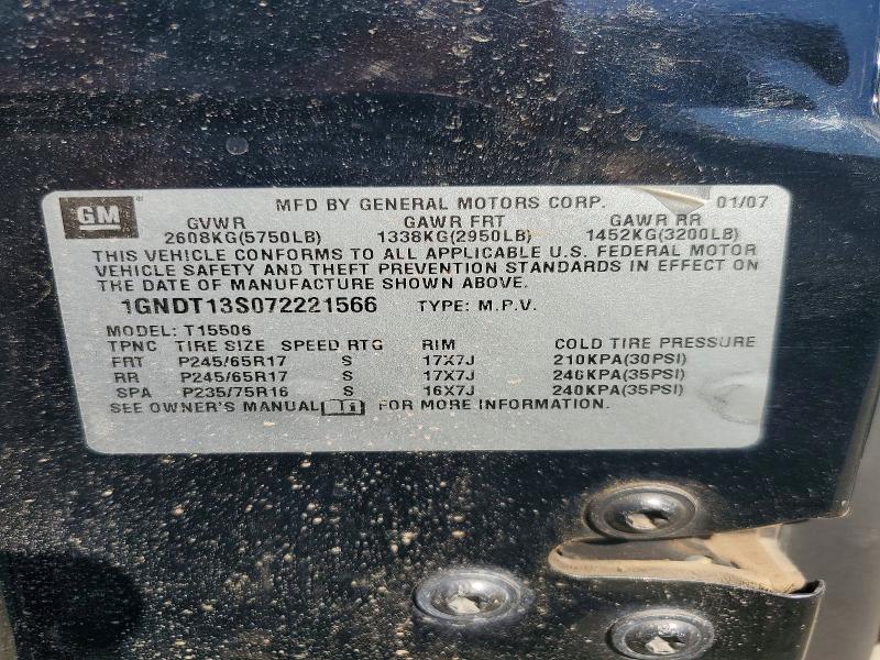 Продажа на аукционе авто 2007 Chevrolet Trailblazer, vin: 1GNDT13S072221566, номер лота: 69401846