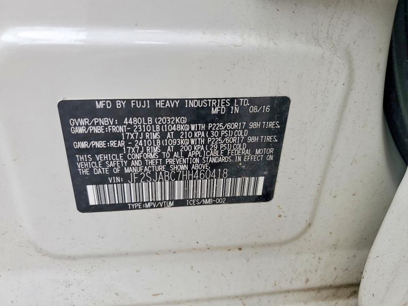 67985976 :رقم المزاد ، JF2SJABC7HH460418 vin ، 2017 Subaru Forester مزاد بيع