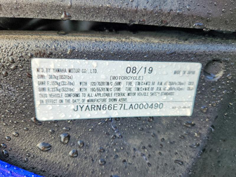 Продажа на аукционе авто 2020 Yamaha Yzfr1, vin: JYARN66E7LA000490, номер лота: 69715006