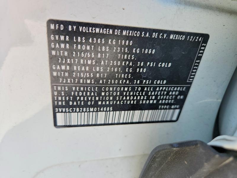 Продажа на аукционе авто 2025 Volkswagen Taos, vin: 3VV5C7B28SM014685, номер лота: 68517566