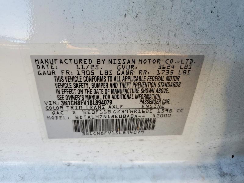 68419426 :رقم المزاد ، 3N1CN8FV1SL894079         vin ، 2025 Nissan Versa مزاد بيع