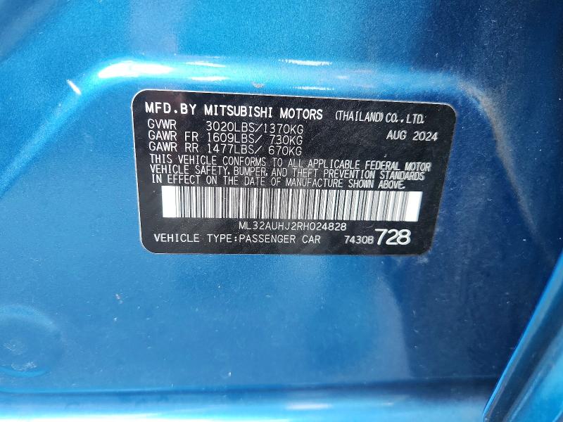 Aukcja sprzedaży 2024 Mitsubishi Mirage, vin: ML32AUHJ2RH024828, numer aukcji: 67071496