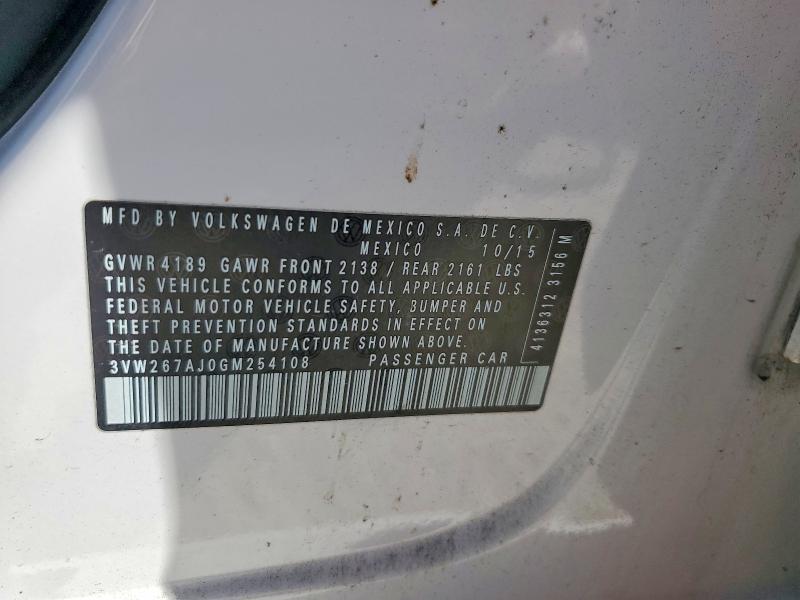 2016 Volkswagen Jetta მანქანა იყიდება აუქციონზე, vin: 3VW267AJ0GM254108, აუქციონის ნომერი: 68257466