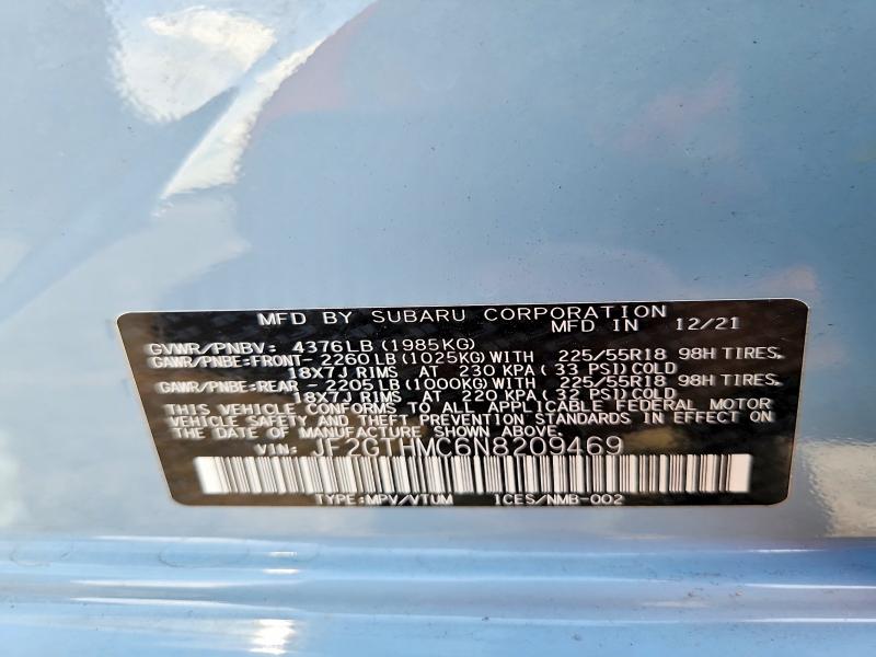 Продажа на аукционе авто 2022 Subaru Crosstrek, vin: JF2GTHMC6N8209469, номер лота: 68017026