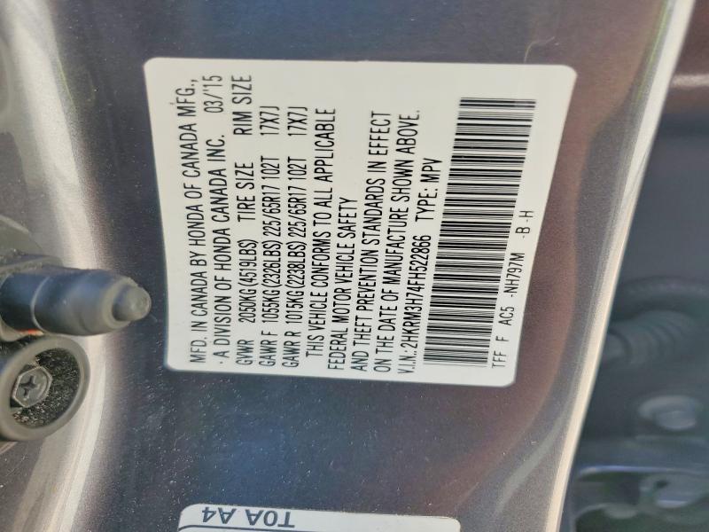 Продаж на аукціоні авто 2015 Honda Cr-v, vin: 2HKRM3H74FH522866, номер лоту: 67538736