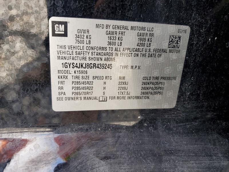 2016 Cadillac Escalade მანქანა იყიდება აუქციონზე, vin: 1GYS4JKJ8GR439245, აუქციონის ნომერი: 70228546