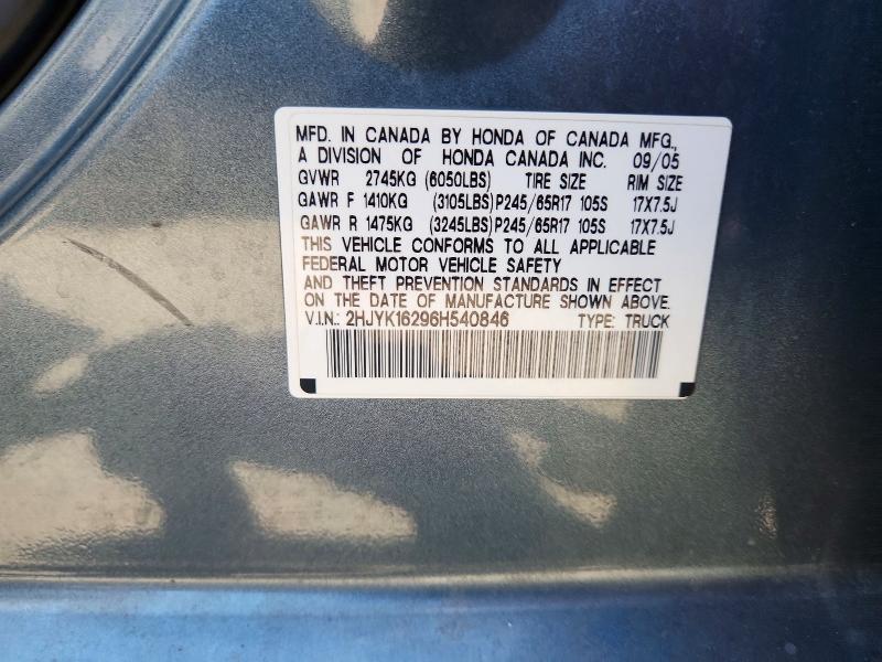 Продаж на аукціоні авто 2006 Honda Ridgeline, vin: 2HJYK16296H540846, номер лоту: 68268266