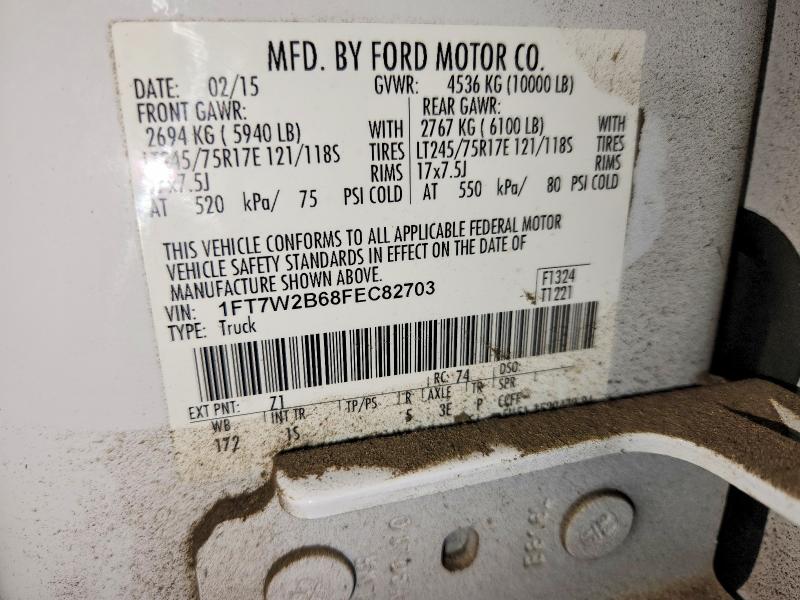 2015 Ford F250 მანქანა იყიდება აუქციონზე, vin: 1FT7W2B68FEC82703, აუქციონის ნომერი: 68106956